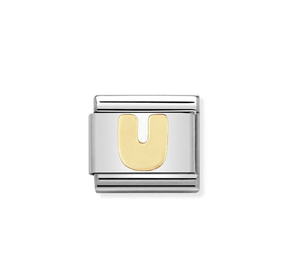 Nomination Steel Link with Letter 'U' in Yellow Gold Tone 030101/21
