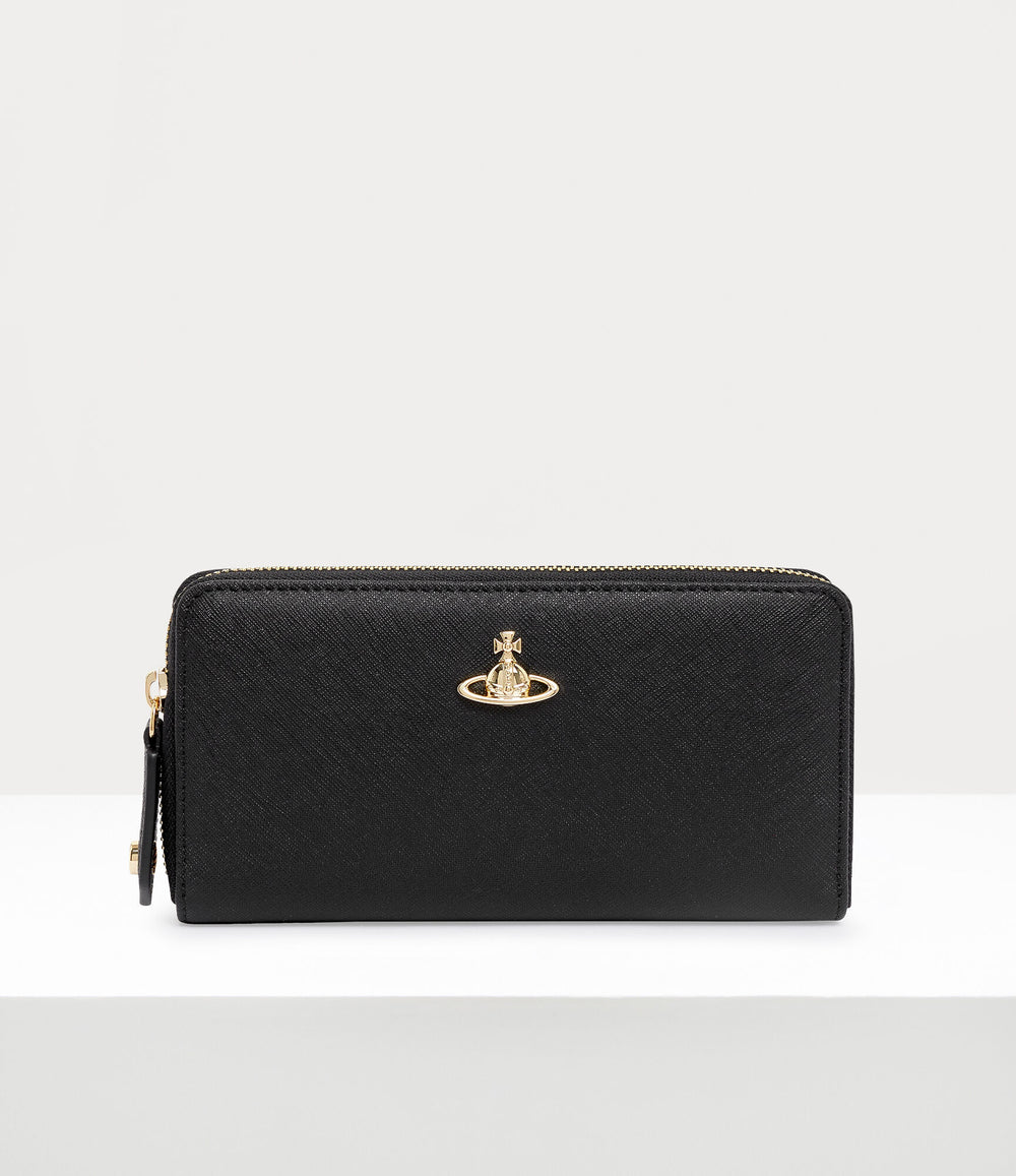 Vivienne Westwood Classic Zip Round Wallet Black Saffiano