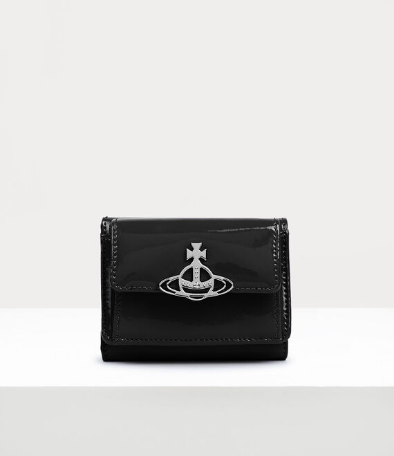 Vivienne Westwood Shiny Patent Small Flap Purse Black