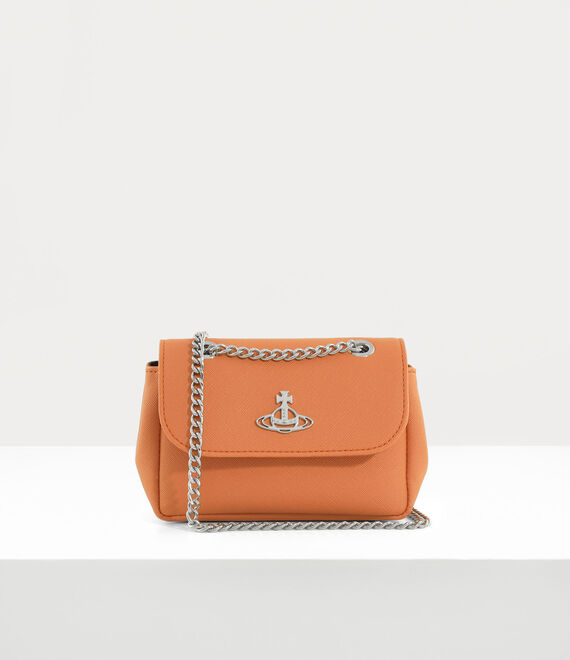 Vivienne Westwood Saffiano Small Purse with Chain Orange