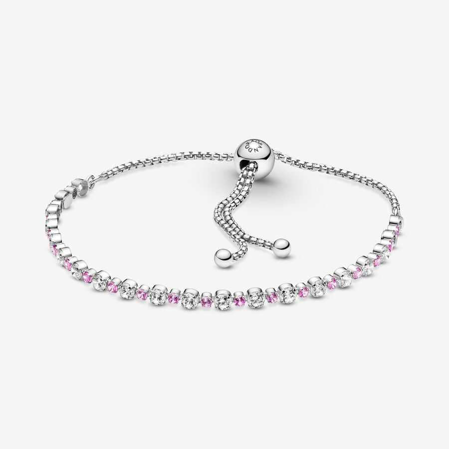 Pandora Pink & Clear Sparkle Slider Bracelet