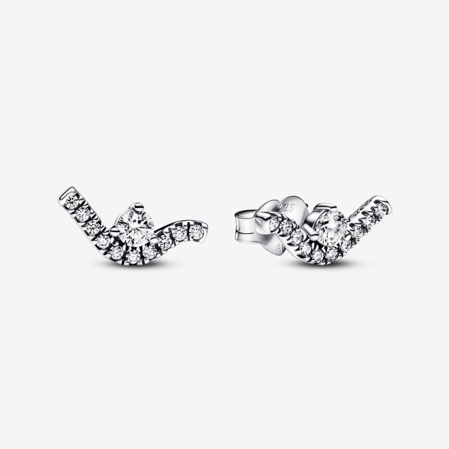 Pandora Sparkling Wave Stud Earrings