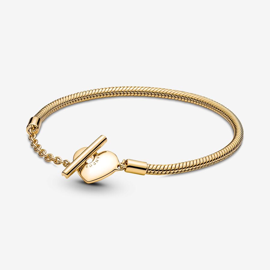 Pandora Moments Heart T-Bar Snake Chain Bracelet