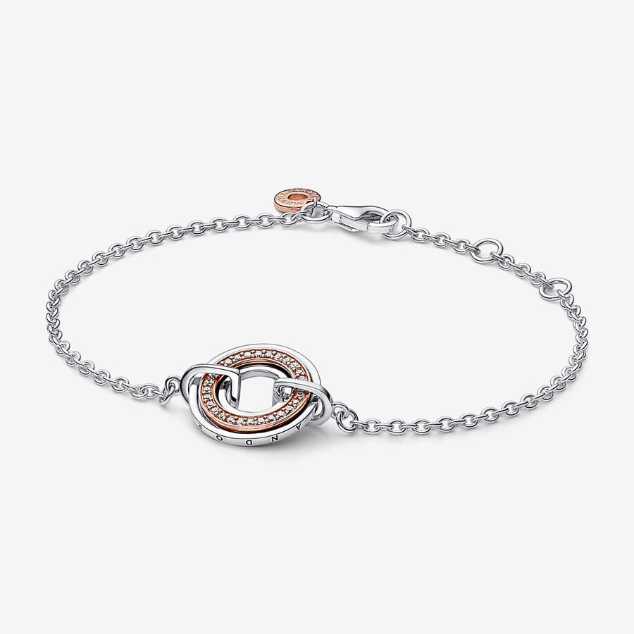 Pandora Signature Two Two-tone Logo & Pavé Chain Bracelet