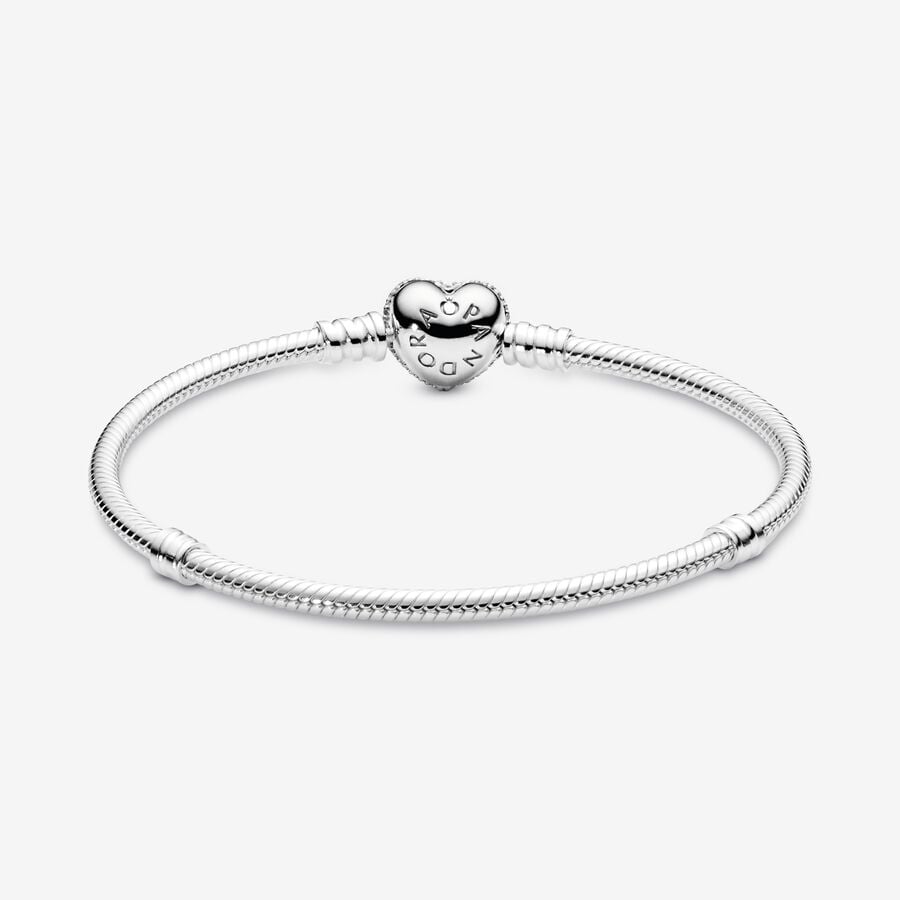 
                      
                        Pandora Moments Sparkling Heart Pavé Clasp Snake Chain Bracelet
                      
                    