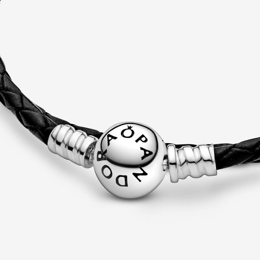 埼*き様 (PANDORA)Double Black Leather Brace Pandora Moments Double Black Leather Bracelet – Coe & Co. Stores
