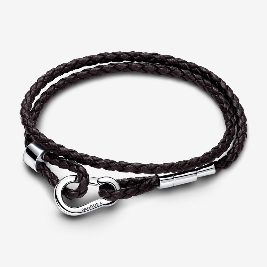 
                      
                        Pandora Moments Brown Braided Double Leather Bracelet
                      
                    