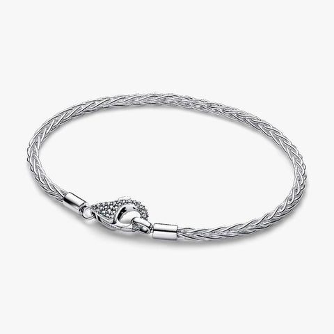 Pandora Pavé Clasp Foxtail Chain Charm Bracelet