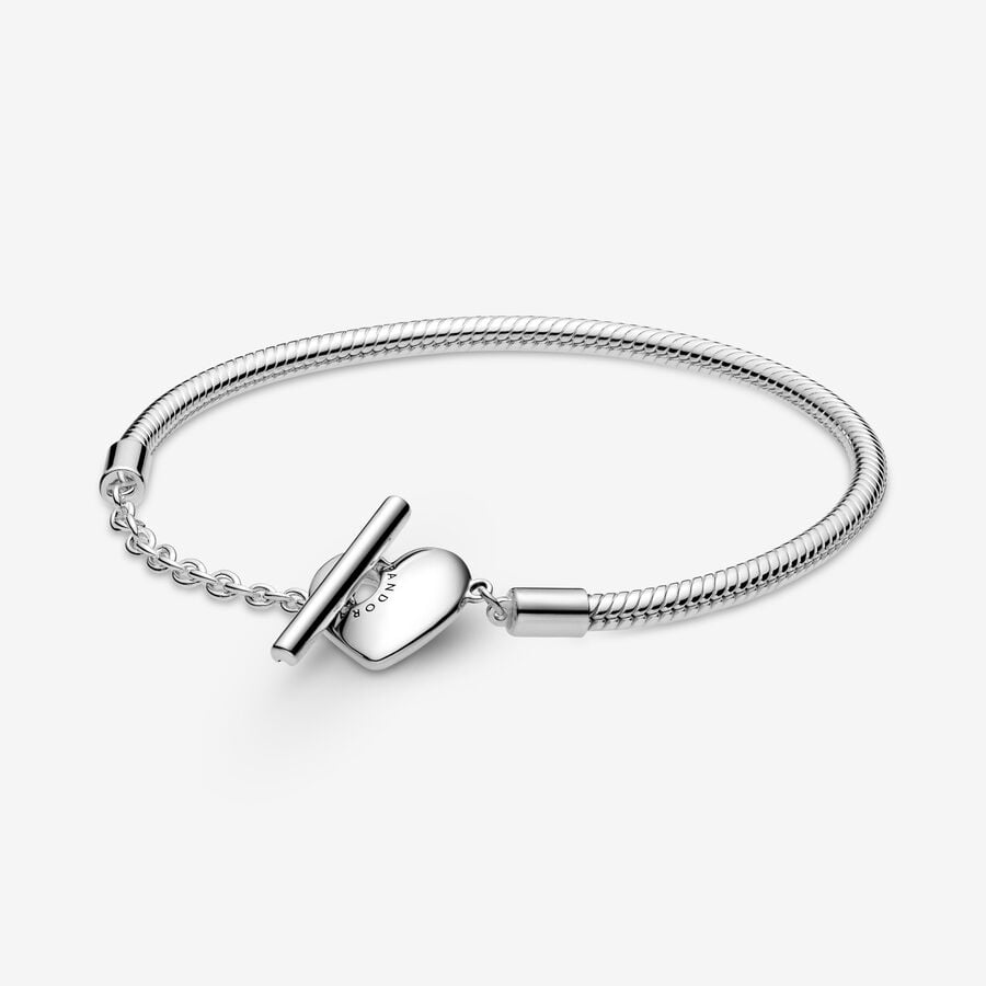 Pandora Moments Heart T-Bar Snake Chain Bracelet