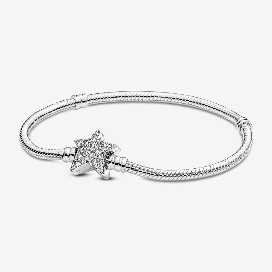 Pandora Moments Asymmetric Star Clasp Snake Chain Bracelet