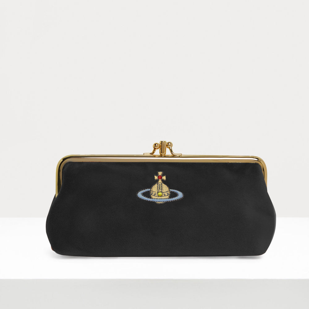 Vivienne Westwood Double Frame Chain Purse Black Velvet