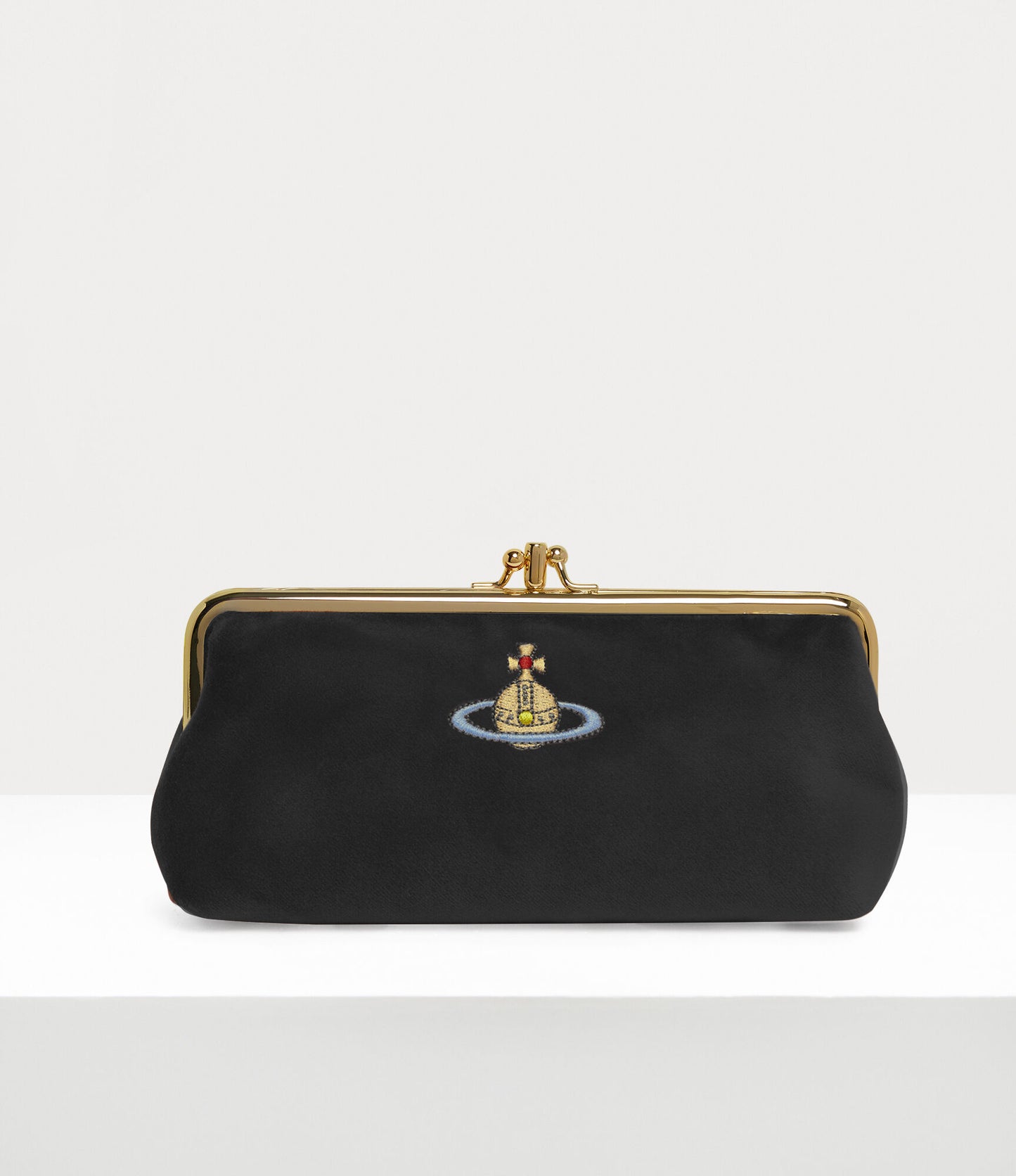 Vivienne Westwood Double Frame Chain Purse Black Velvet