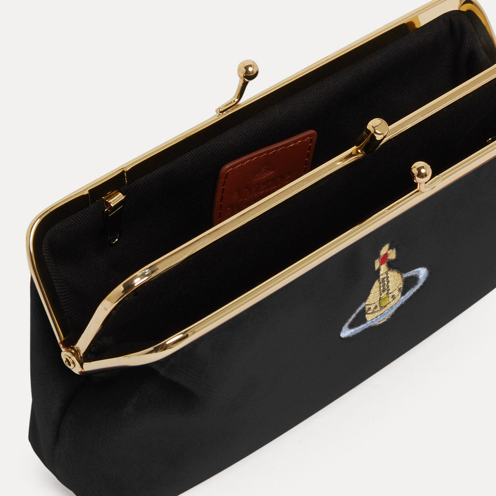 
                      
                        Vivienne Westwood Double Frame Chain Purse Black Velvet
                      
                    