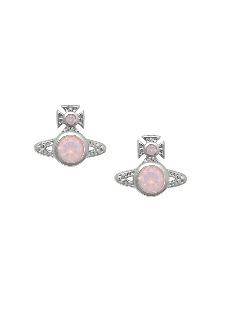 London Orb Silver and Milky Peach Earrings