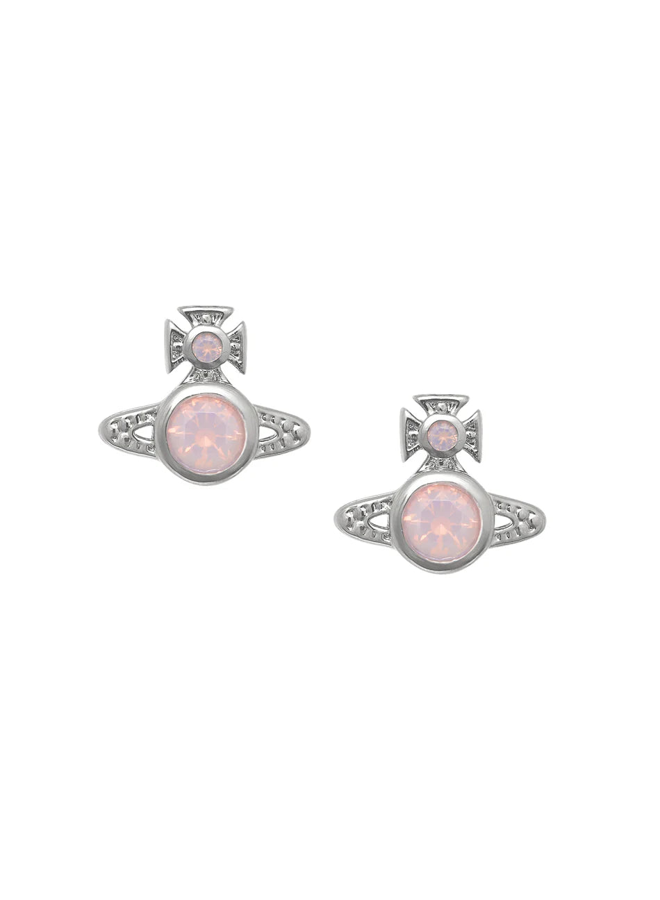 London Orb Silver and Milky Peach Earrings
