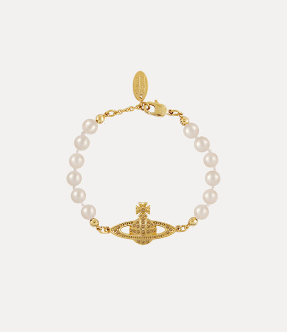 Vivienne Westwood Mini Bas Relief Pearl Bracelet Gold Tone