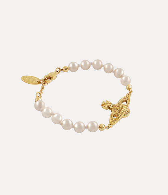 
                      
                        Vivienne Westwood Mini Bas Relief Pearl Bracelet Gold Tone
                      
                    
