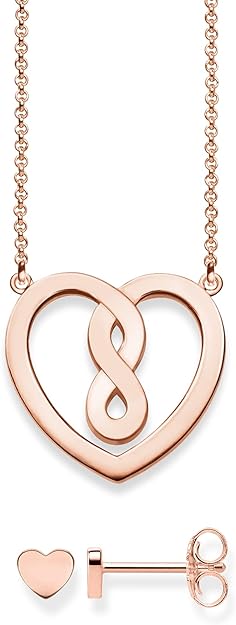 Thomas Sabo Rose Gold Plated Sterling Silver Heart Necklace With Earring