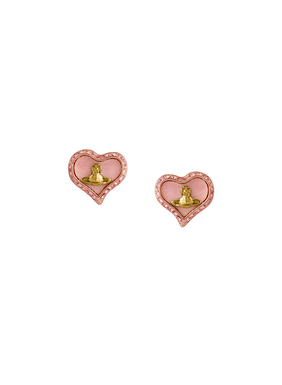 Vivienne Westwood Petra Rose Gold Tone and Coral Pearl Earrings
