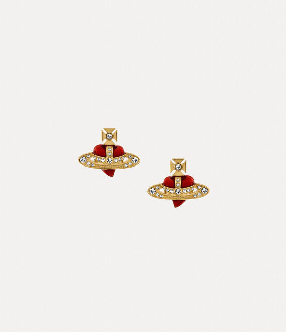 Vivienne Westwood Yellow Gold Tone and Red New Diamante Earrings