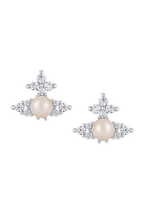 Vivienne Westwood Silver Tone and Pearl Feodora Earrings