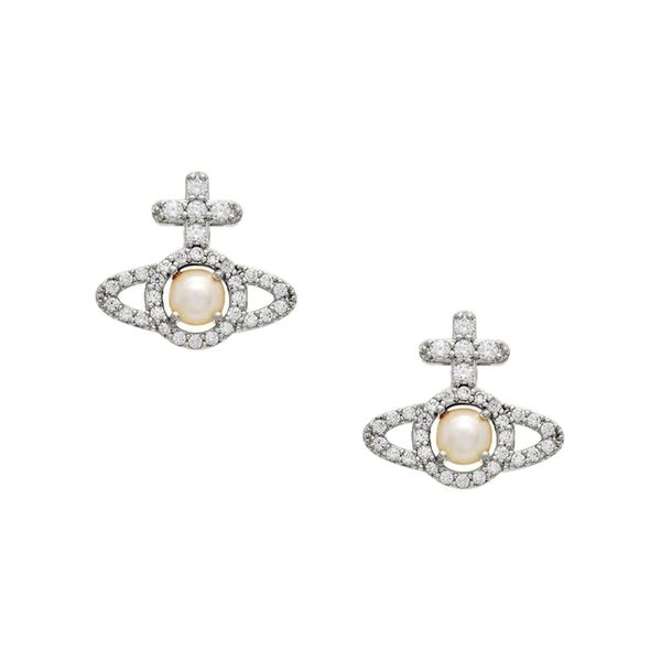 Vivienne Westwood Olympia Silver Tone Pearl Earrings