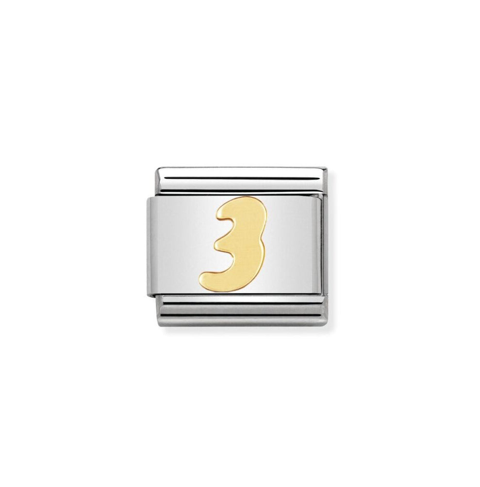 Nomination Classic Link with '3' in Yellow Gold Tone 030102/03