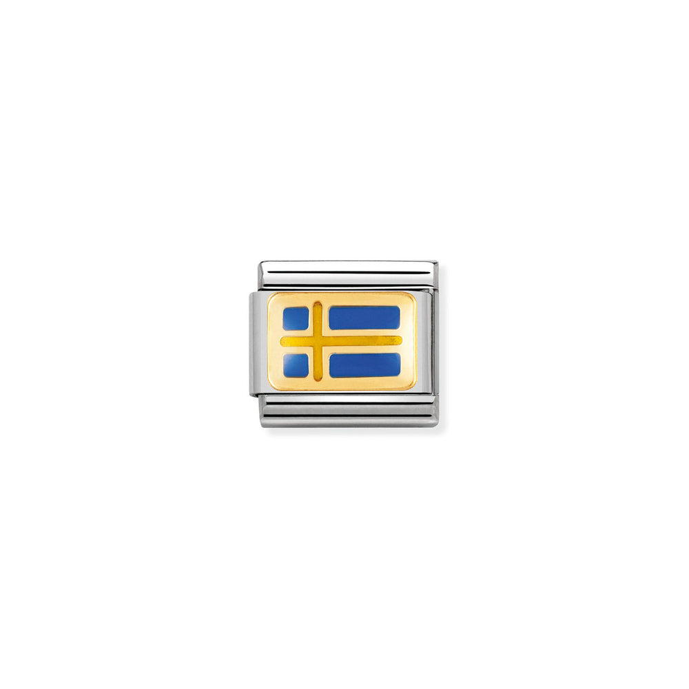 Nomination Classic Link with Enamel Sweden Flag in Yellow Gold Tone