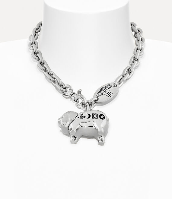 Vivienne Westwood Brass Platinum & Black Patina Juanita necklace