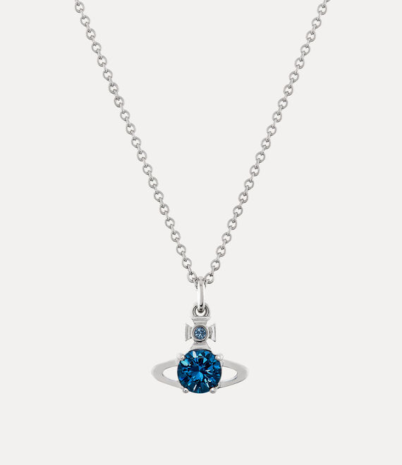 Vivienne Westwood Reina Silver Tone and Blue Pendant Necklace