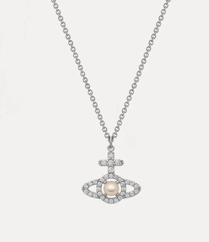 Vivienne Westwood Silver Tone Olympia Pearl Necklace