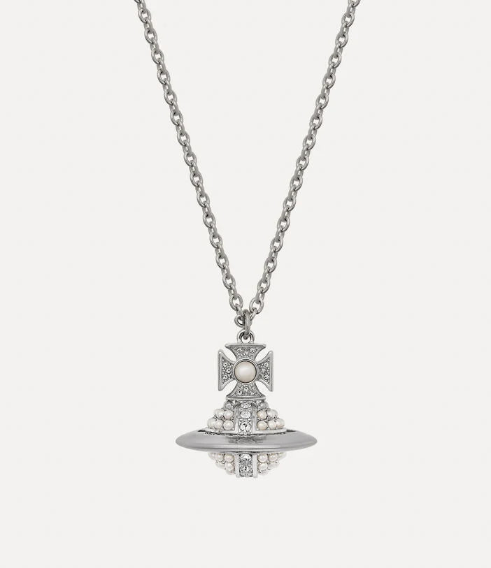 Vivienne Westwood Luzia Silver Tone and Pearl Long Pendant