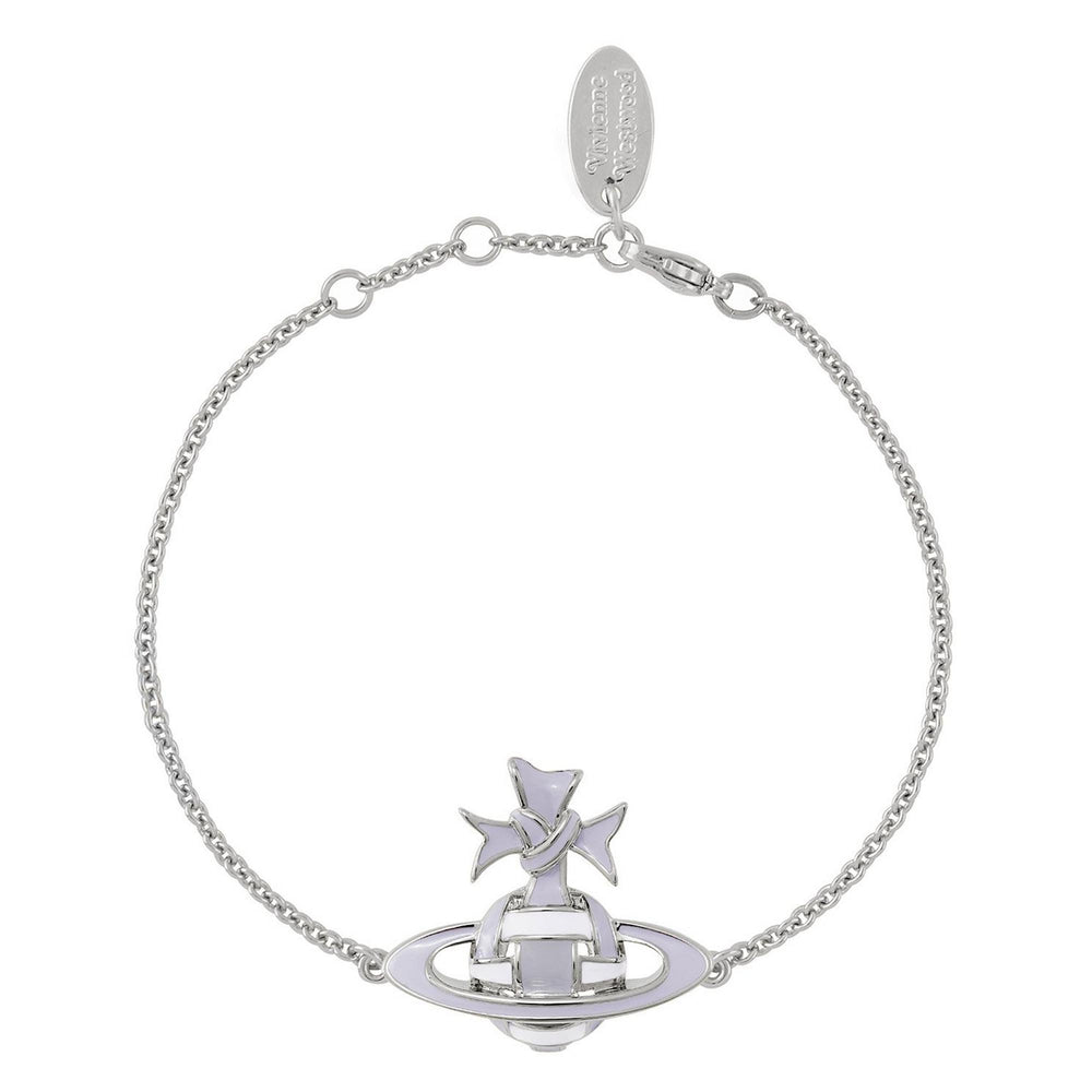 Vivienne Westwood Ribbon Bas Relief Bracelet Platinum Tone, Lilac & Sky Blue