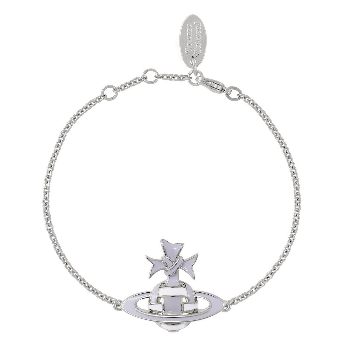 Vivienne Westwood Ribbon Bas Relief Bracelet Platinum Tone, Lilac & Sky Blue