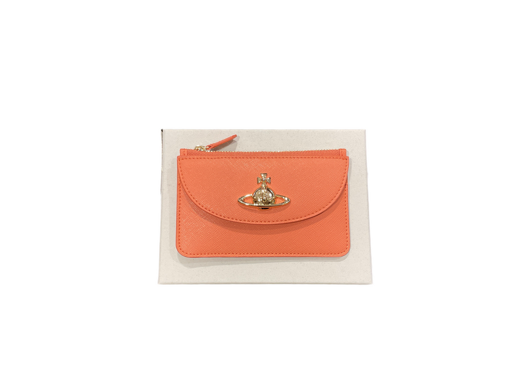 Vivienne Westwood Saffiano Half Moon Card Holder Orange
