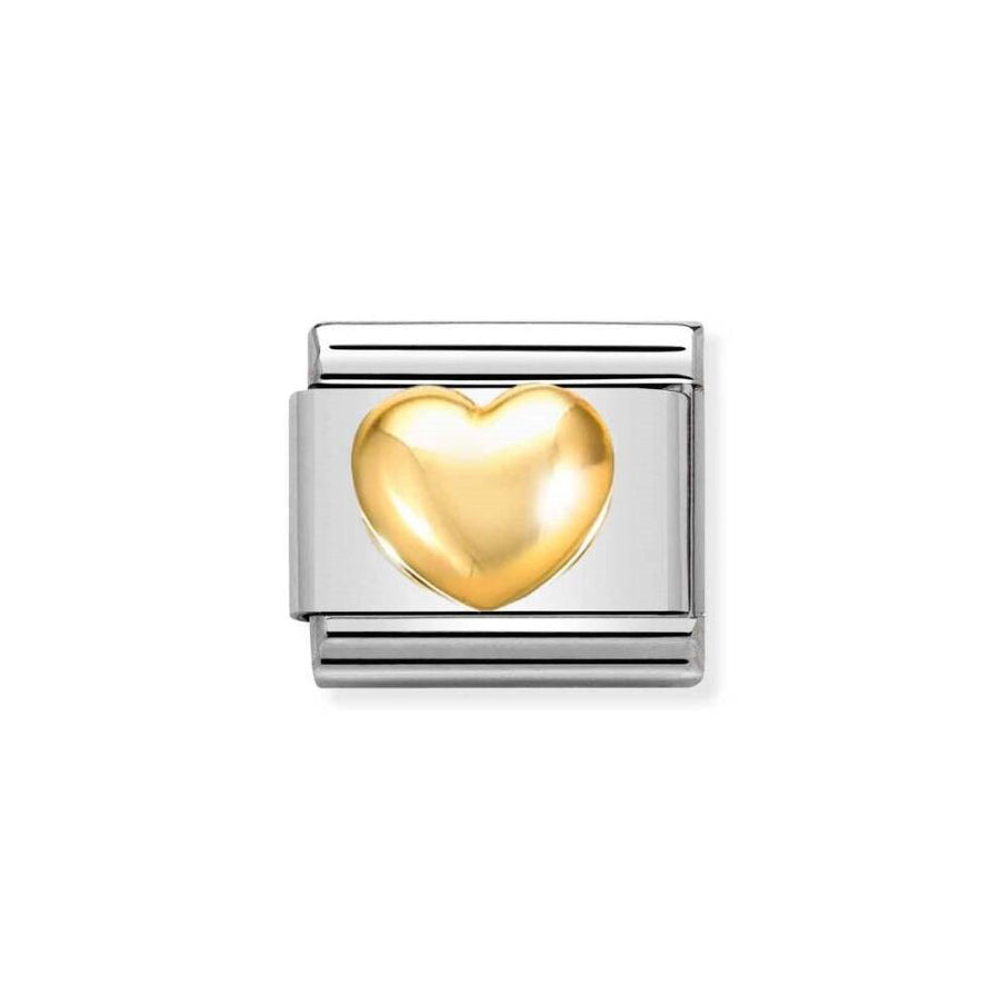 Nomination Classic Link with Raised Heart in Yellow Gold Tone