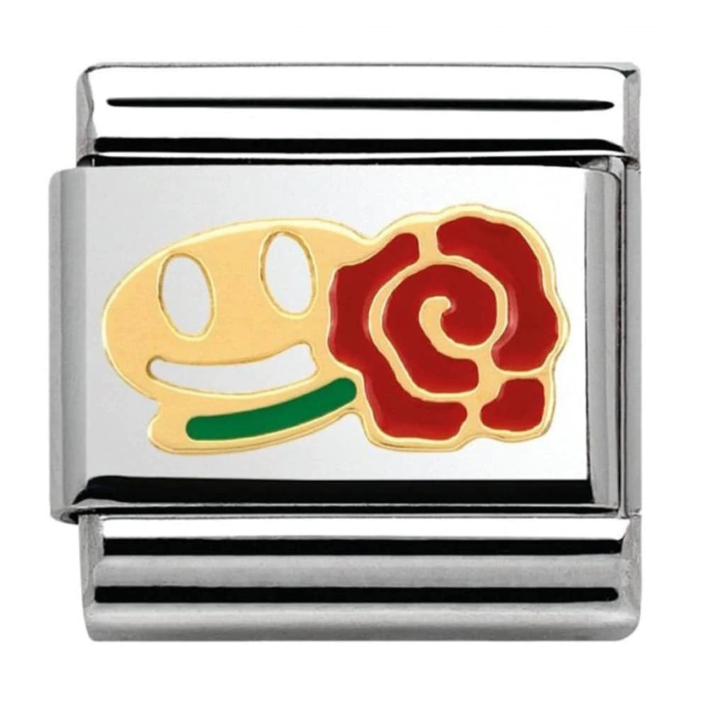 Nomination 18ct Gold  Smile with Rose Link Charm