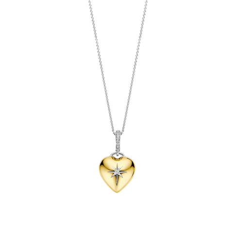 Ti Sento Heart Necklace With Starburst Detail