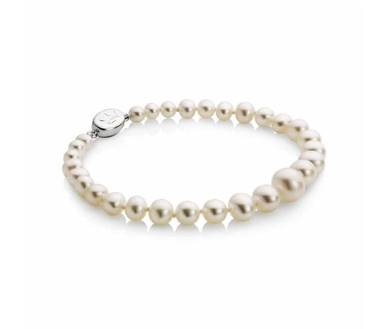 Jersey Pearl Graduated Signature White Pearl Bracelet