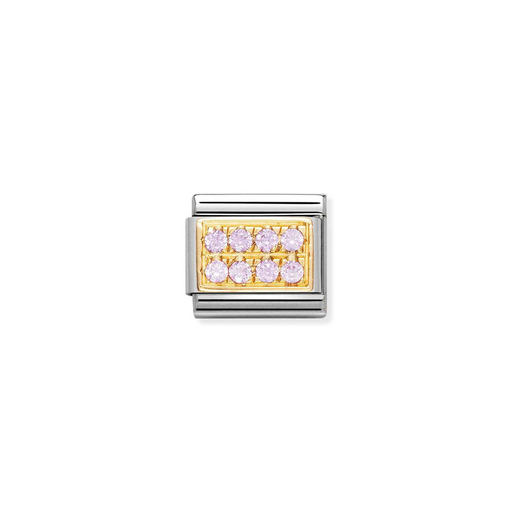 Nomination Classic Link with CZ Pink Pave in Yellow Gold Tone