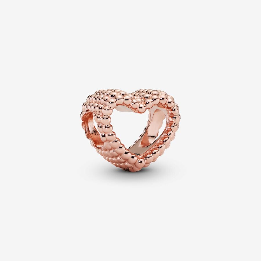 Pandora Rose Gold Beaded Open Heart Charm