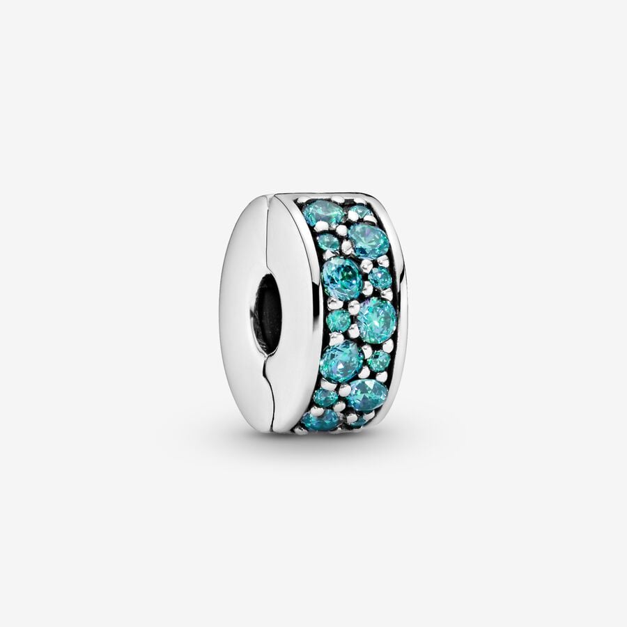 Pandora Teal Pavé Clip Charm