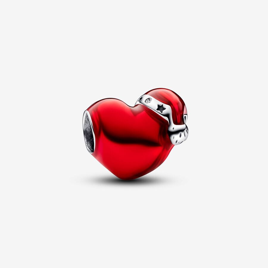 PANDORA Metallic Red Christmas Heart Charm