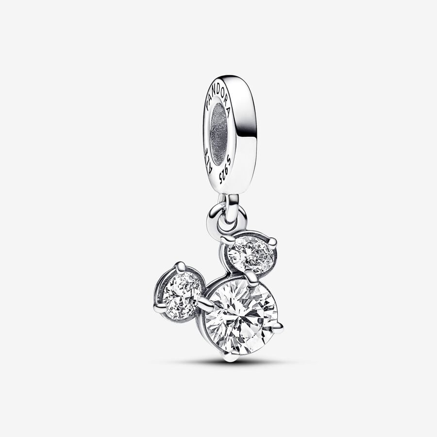 Pandora Disney Mickey Mouse Sparkling Head Silhouette Dangle Charm