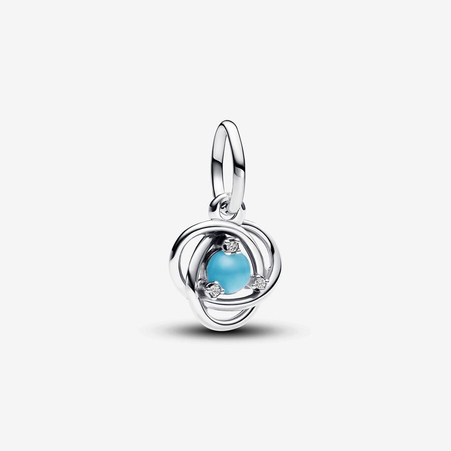 Pandora Decemeber Turquoise Blue Eternity Circle Dangle Charm