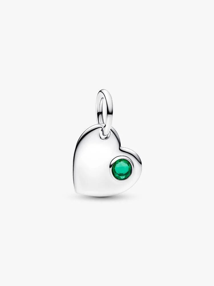 Pandora May Heart Green Stone Dangle Charm