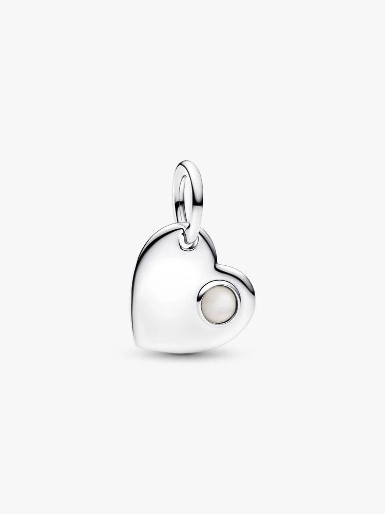 Pandora June Heart White Stone Dangle Charm