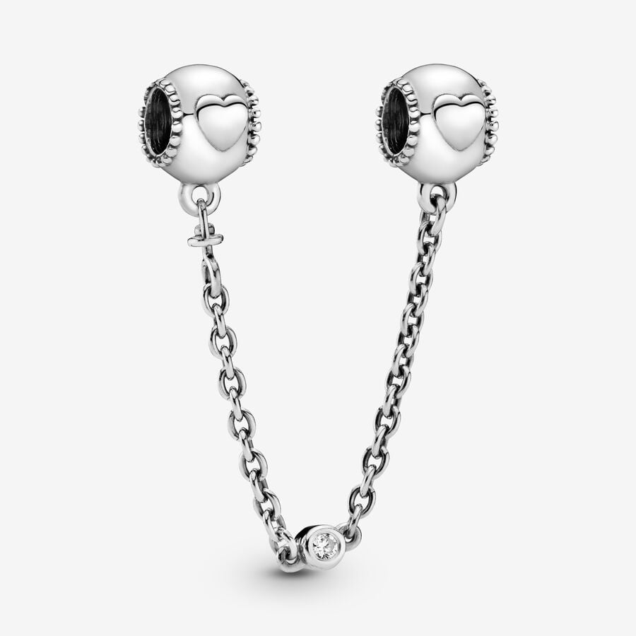 PANDORA Embossed Hearts Safety Chain Charm