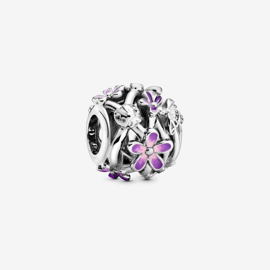 Pandora Openwork Purple Daisy Charm