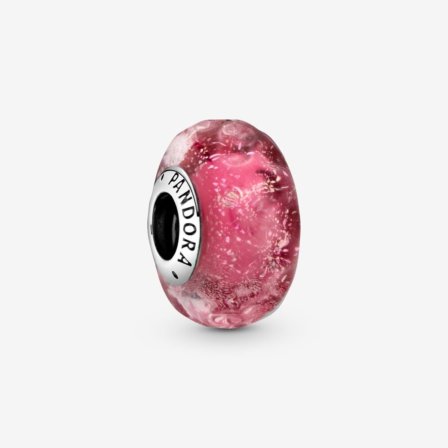 Pandora Wavy Fancy Pink Murano Glass Charm